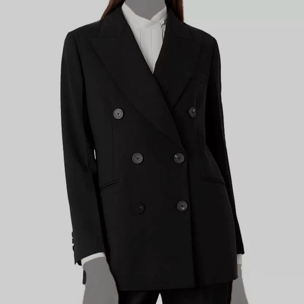 Emporio Armani Womens Black Double Breasted Jacket Blazer Size IT 40/ US 4